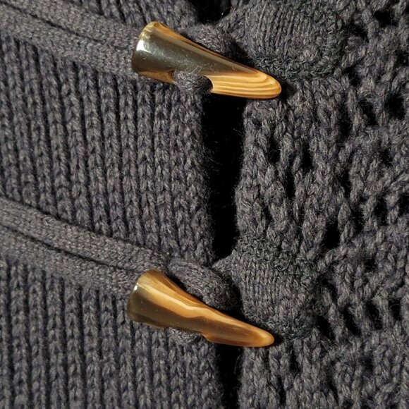 Old Navy Womens Blue Angora Wool Y2K Shawl Neck Open Knit Grandpa Sweater XL - Picture 7 of 10